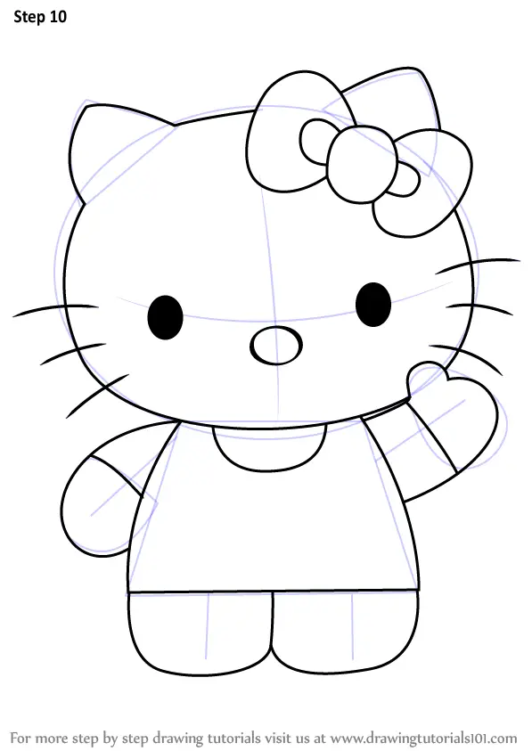 How to Draw Hello Kitty Sitting with Simple Steps for Kids - How to Draw  Step by Step Drawing Tutorials
