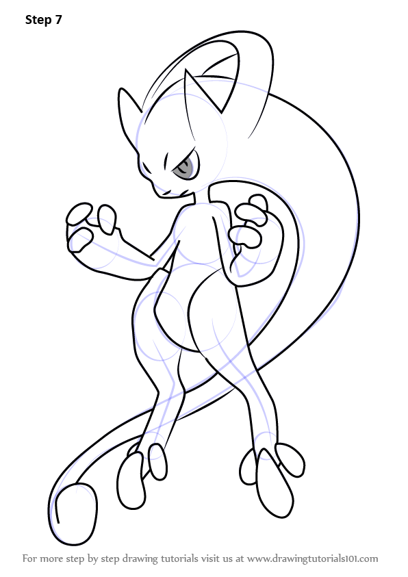 COMO DESENHAR O POKÉMON MEGA MEWTWO Y  HOW TO DRAW POKÉMON MEGA MEWTWO Y 