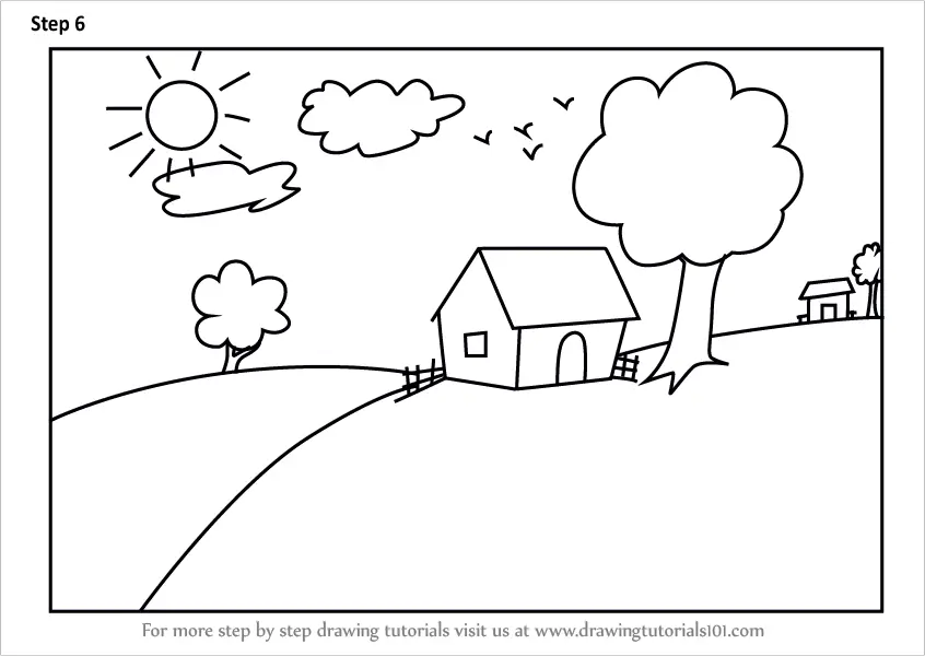 Easy Scenery Drawing for Kids-Step by Step - YouTube-saigonsouth.com.vn
