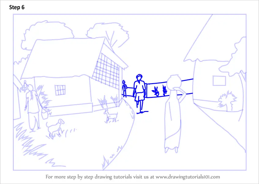 Easy drawing village drawing easy ,village drawing with oil pastels easy, village  drawing tutorial - YouTube