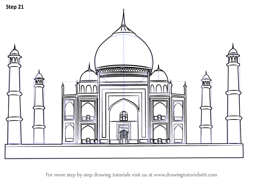 Single one line drawing taj mahal mosque beauty Vector Image-saigonsouth.com.vn
