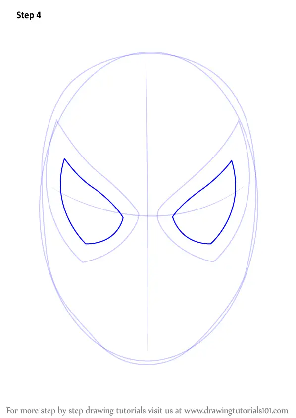 how to draw Spiderman Face step 4