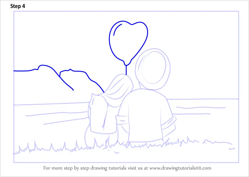 How to Draw Couple in Love (Valentine's Day) Step by Step