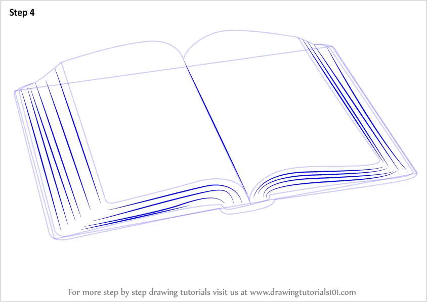 How to draw an open book with a pencil step-by-step drawing tutorial