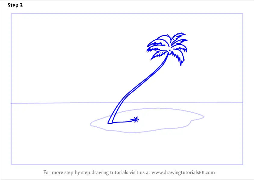 how to draw Palm Tree on Island step 3