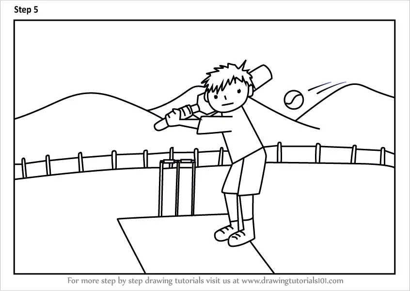 How to draw a cricket player batsman easy and step by step - YouTube