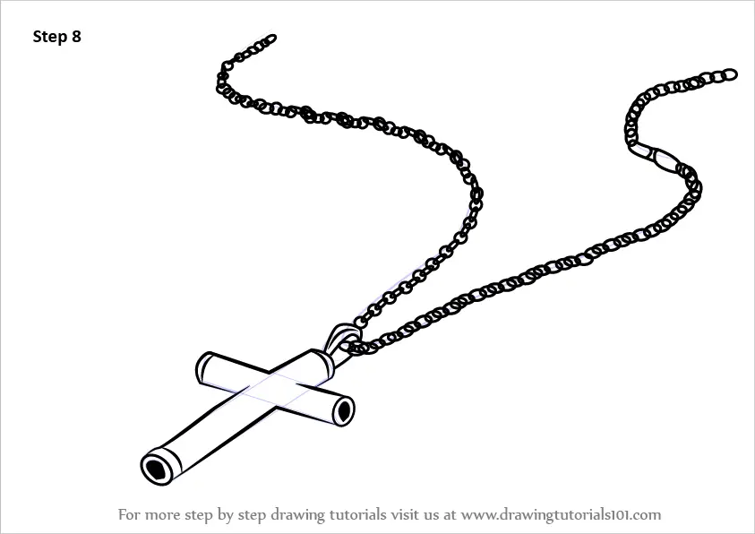 how to draw Decorated Cross with Chain step 8