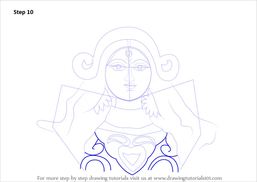 Durga Drawing Abstract - Durga Maa Face Drawing - 900x1226 PNG Download -  PNGkit
