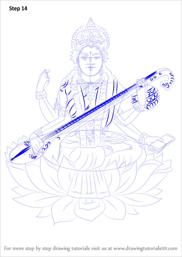 Hand draw indian god saraswati maa on vasant panchami card design 5508563  Vector Art at Vecteezy