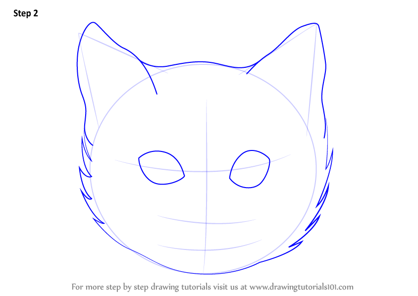 Learn How to Draw a Cat Face (Cats) Step by Step : Drawing Tutorials