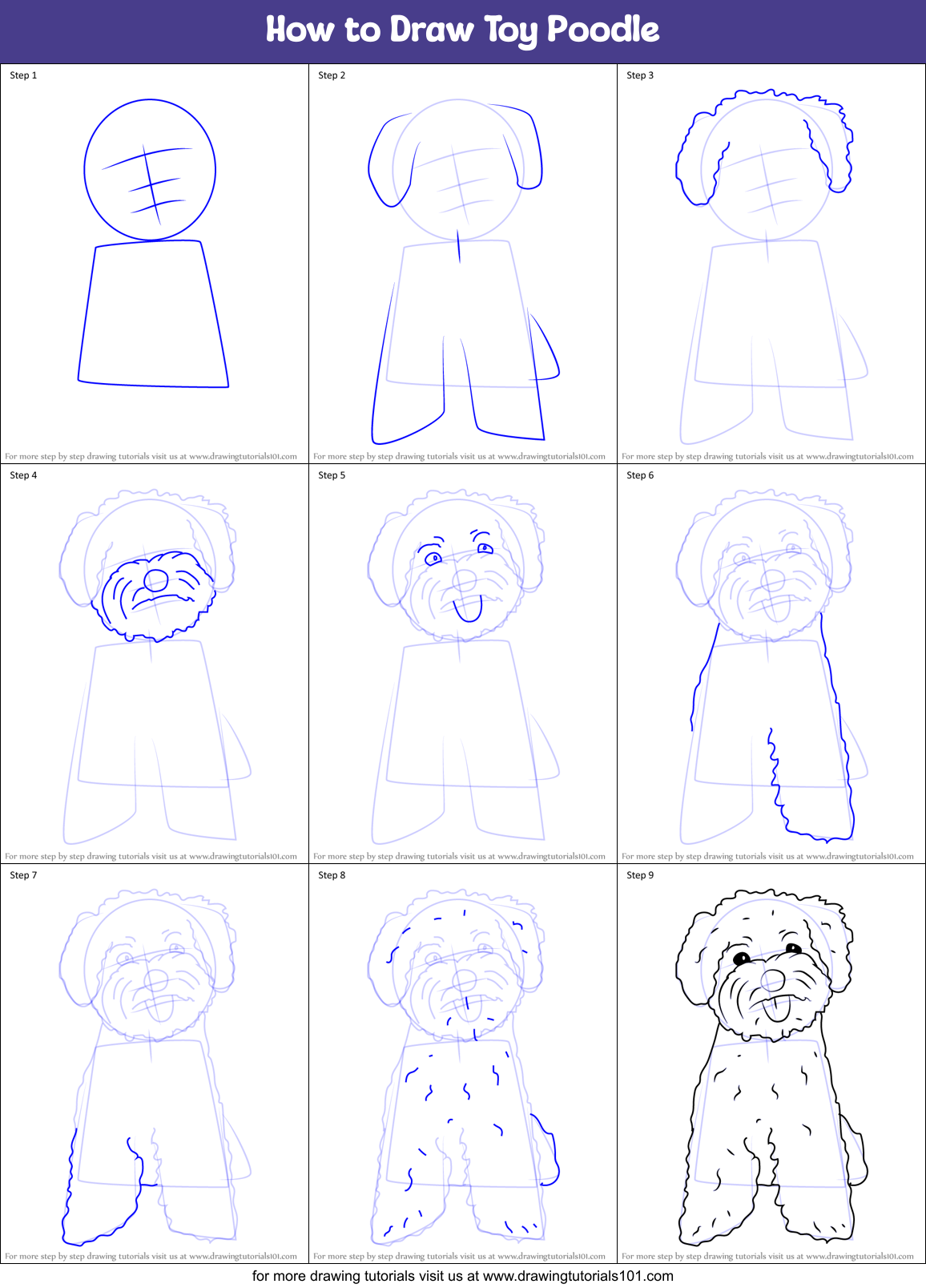 How to Draw Toy Poodle Printable Step by Step