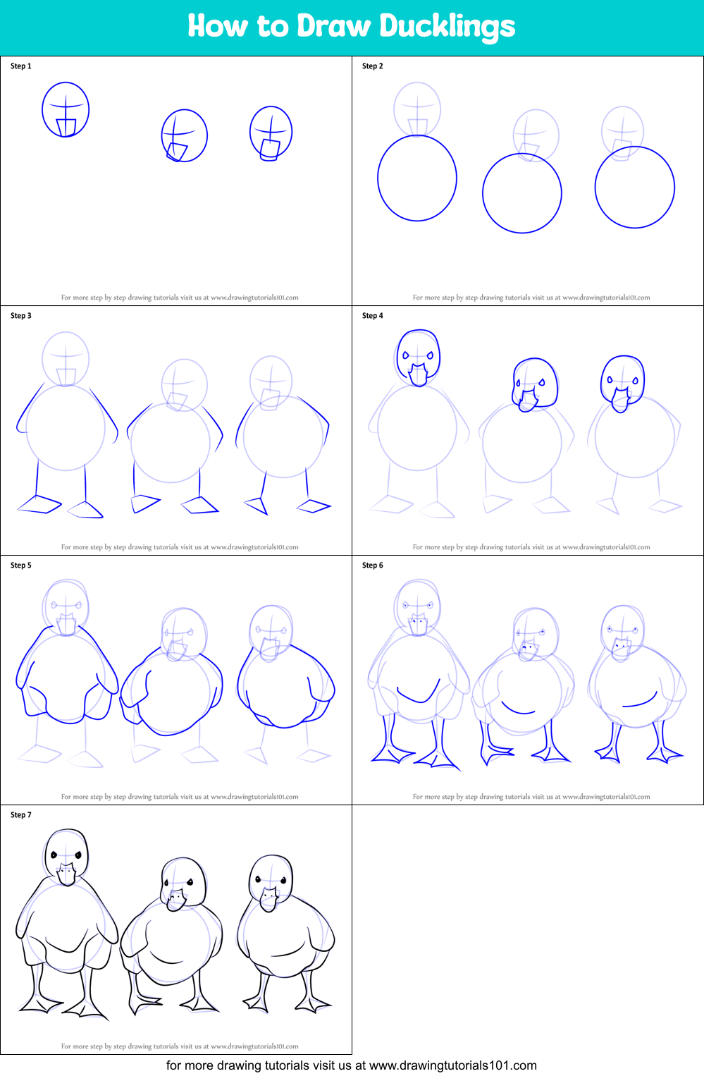 How to Draw Ducklings Printable Step by Step