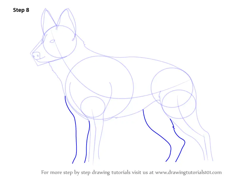 Learn How to Draw German Shepherd Dog (Farm Animals) Step by Step
