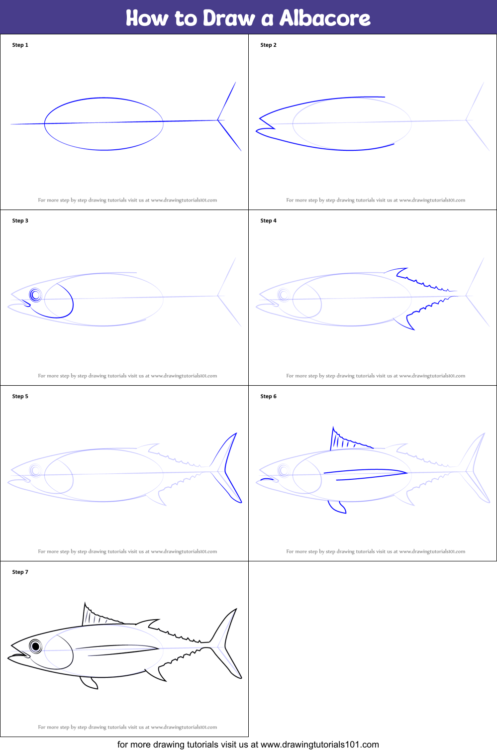 How to Draw a Albacore Printable Step by Step