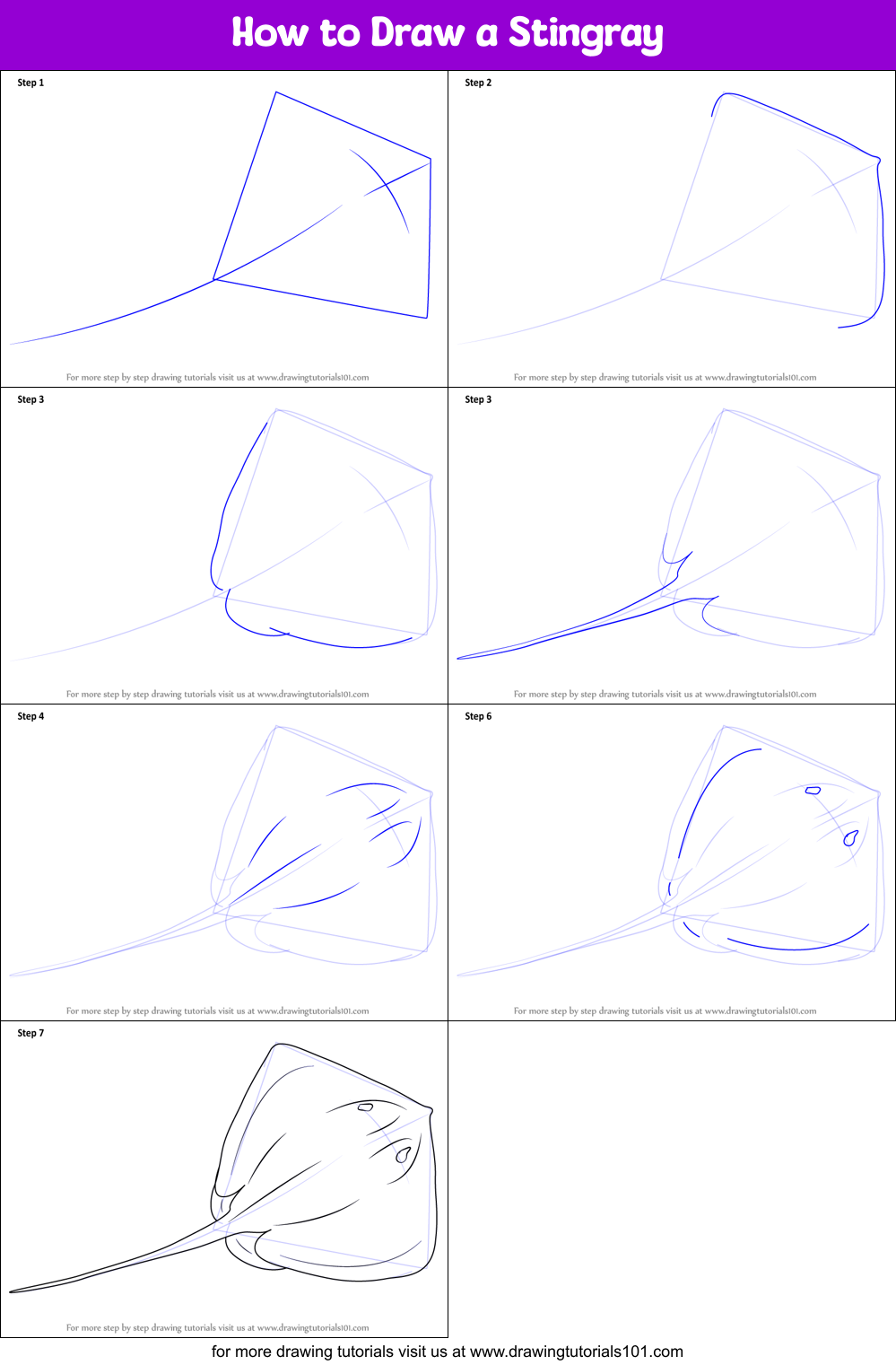 How to Draw a Stingray Printable Step by Step