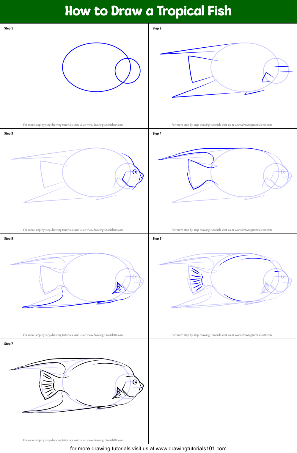 How to Draw a Tropical Fish printable step by step drawing ...