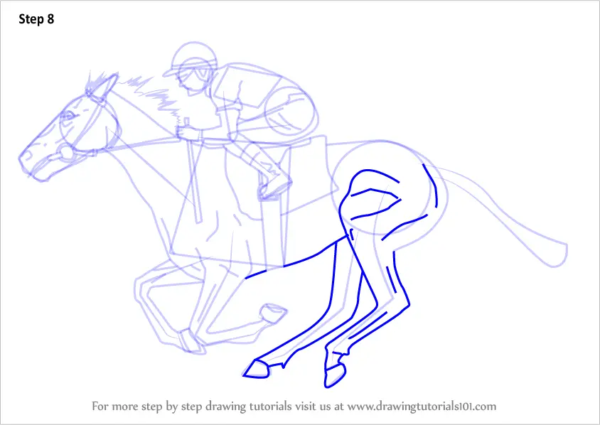 Learn How to Draw a Racehorse with Jockey (Horses) Step by ...