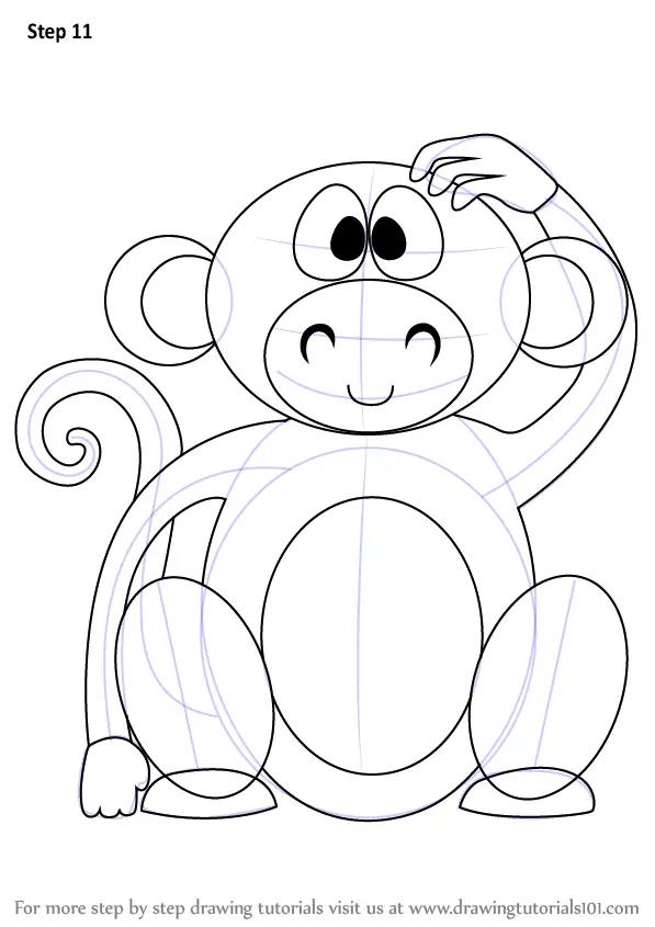Learn How to Draw a Cute Monkey Cartoon (Zoo Animals) Step by Step : Drawing  Tutorials