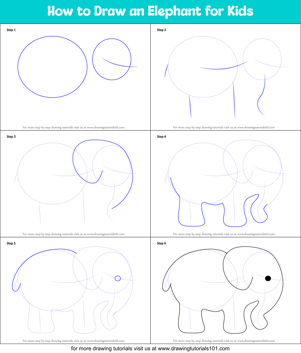 elephant cartoon drawing steps | Adultcartoon.co