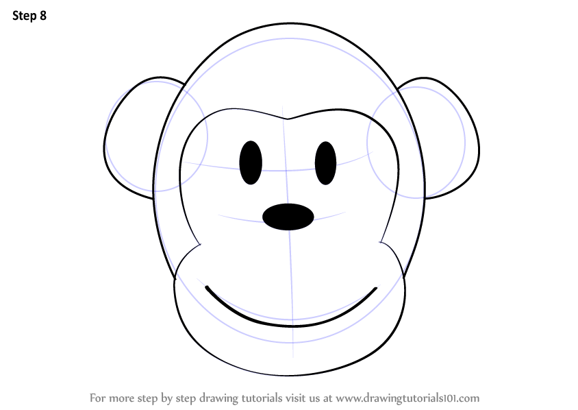 Learn How To Draw A Monkey Cartoon Face Zoo Animals Step By Step Drawing Tutorials