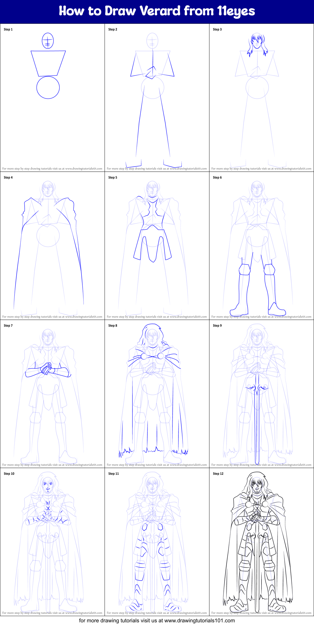 How to Draw Verard from 11eyes Printable Step by Step