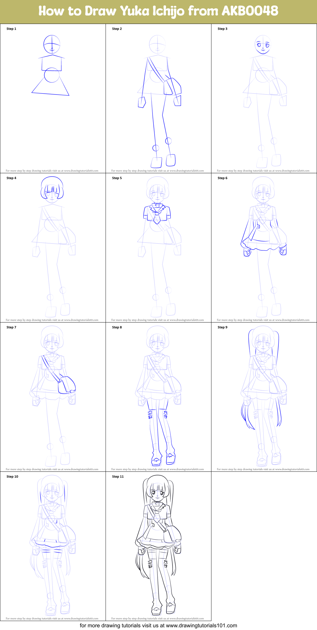 How to Draw Yuka Ichijo from AKB0048 Printable Step by Step