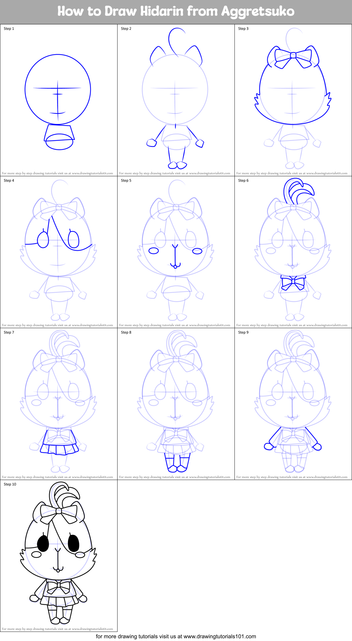 How to Draw Hidarin from Aggretsuko Printable Step by Step