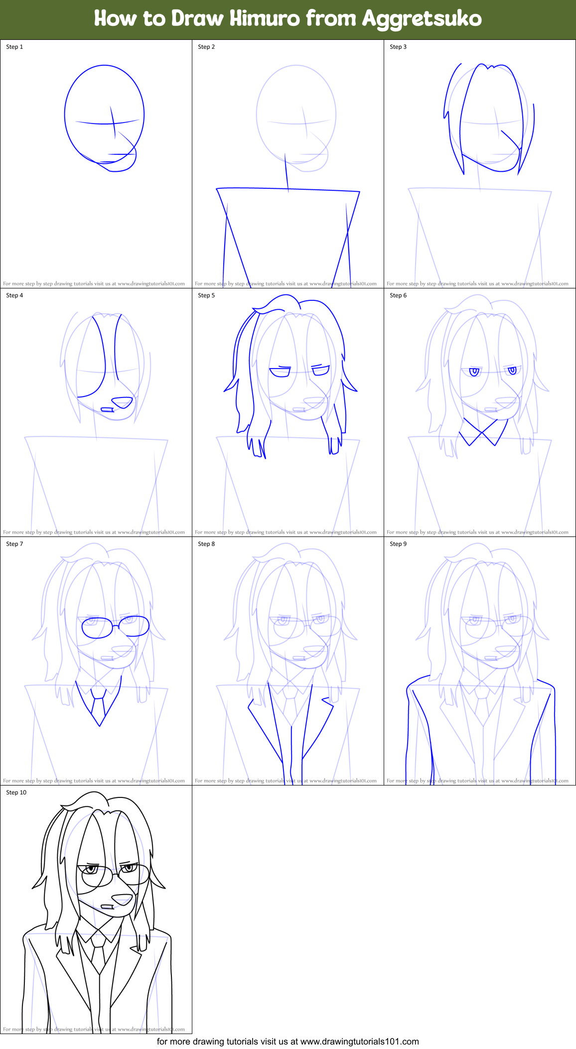 How to Draw Himuro from Aggretsuko Printable Step by Step