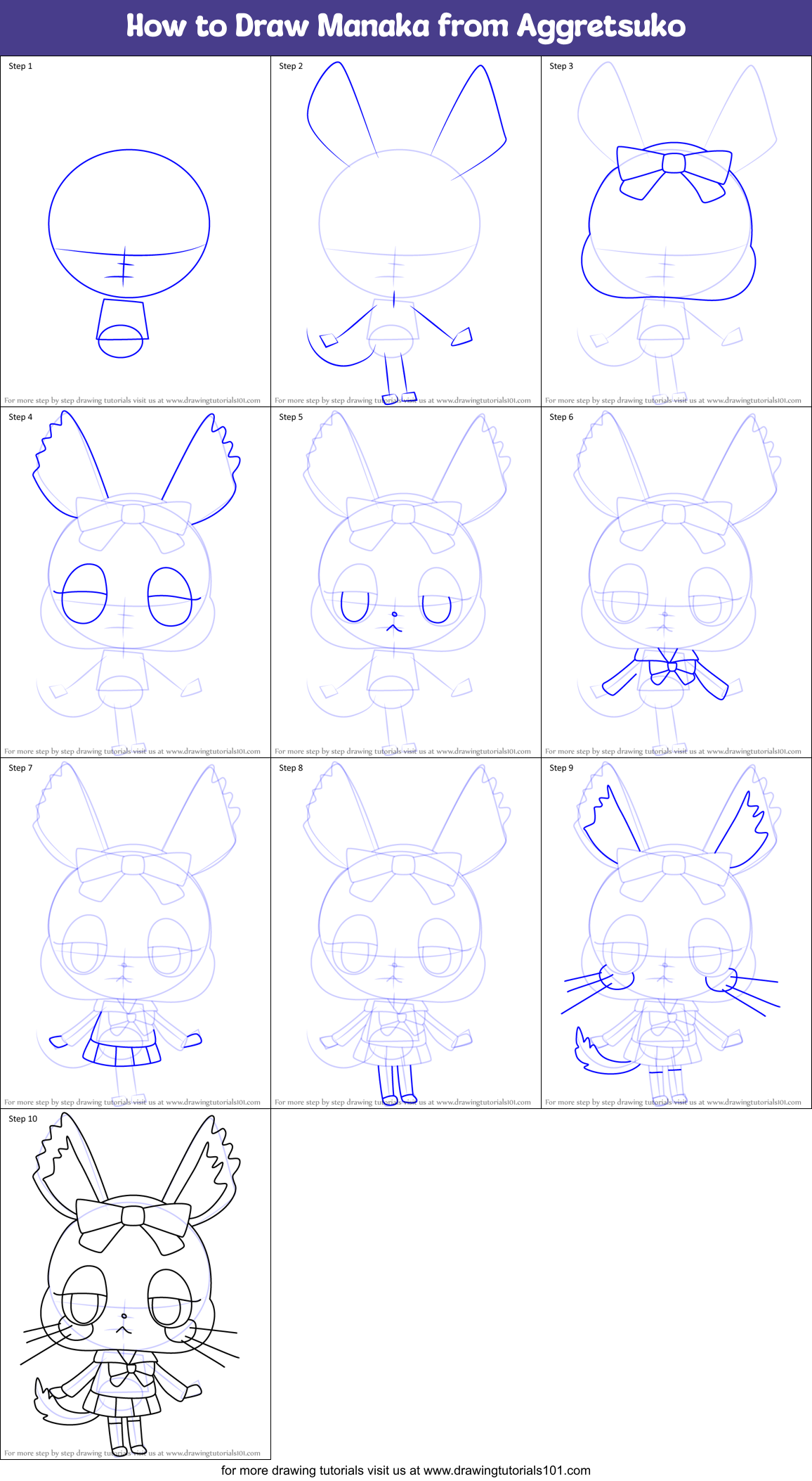 How to Draw Manaka from Aggretsuko Printable Step by Step