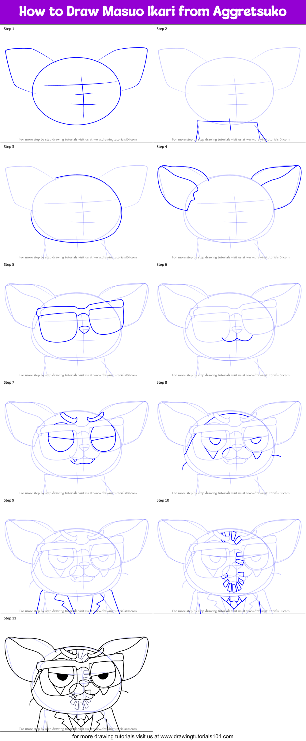 How to Draw Masuo Ikari from Aggretsuko Printable Step by Step