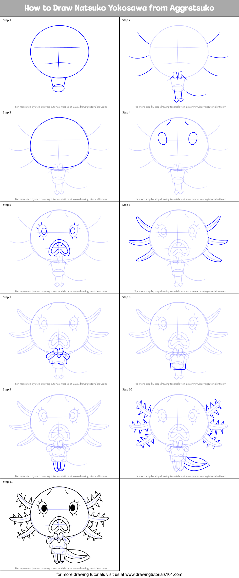 How to Draw Natsuko Yokosawa from Aggretsuko Printable Step by Step