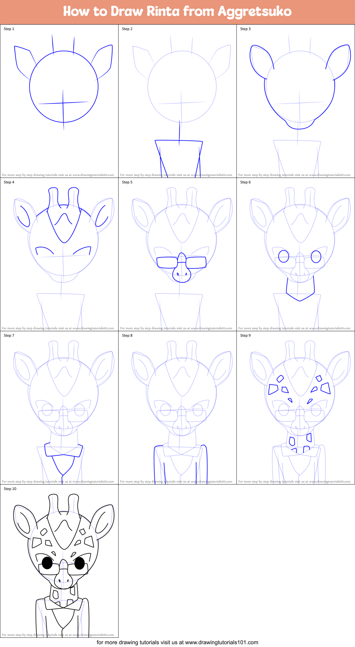 How to Draw Rinta from Aggretsuko Printable Step by Step