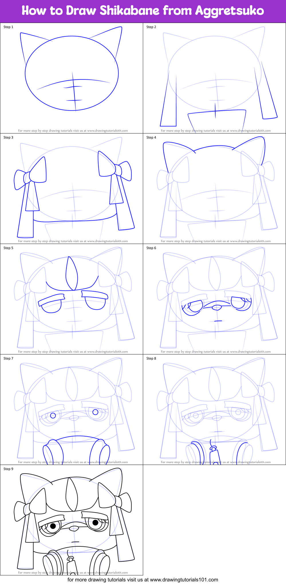 How to Draw Shikabane from Aggretsuko Printable Step by Step
