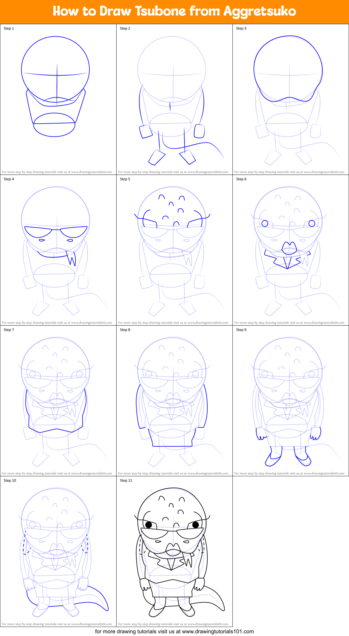 How to Draw Tsubone from Aggretsuko Printable Step by Step