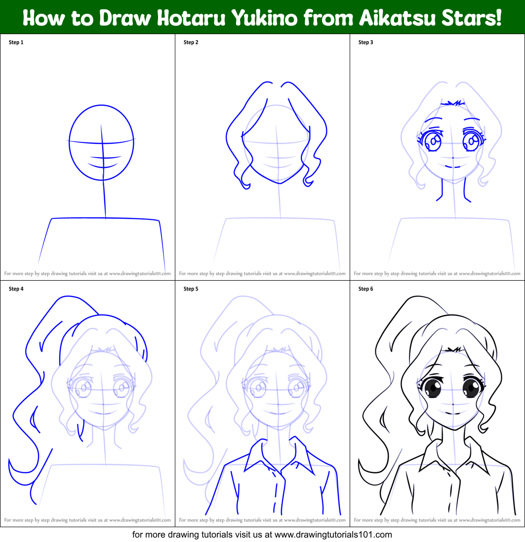 How to Draw Hotaru Yukino from Aikatsu Stars! Printable Step by Step