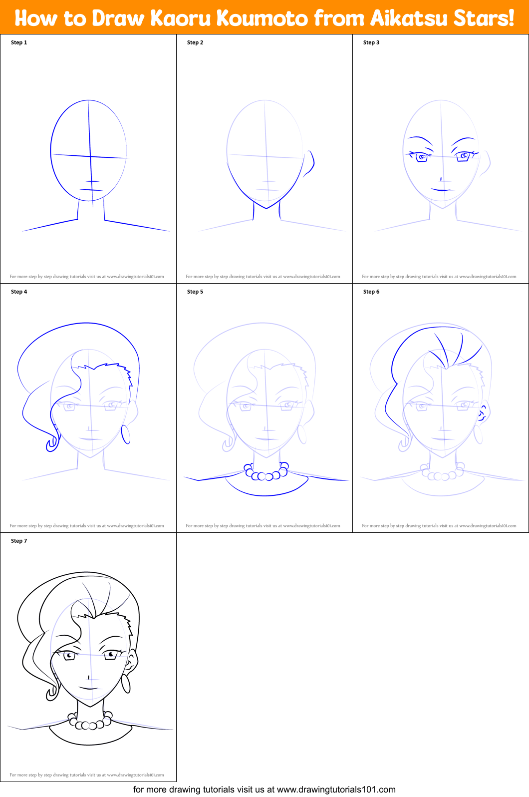 How to Draw Kaoru Koumoto from Aikatsu Stars! Printable Step by Step
