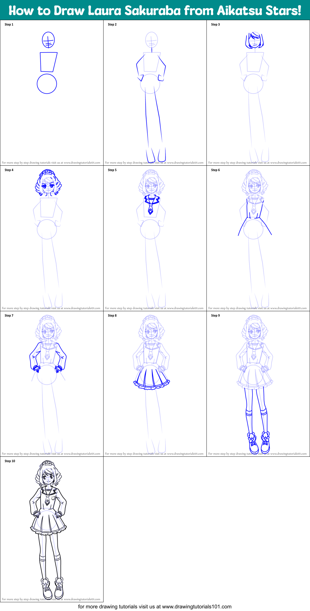 How to Draw Laura Sakuraba from Aikatsu Stars! Printable Step by Step