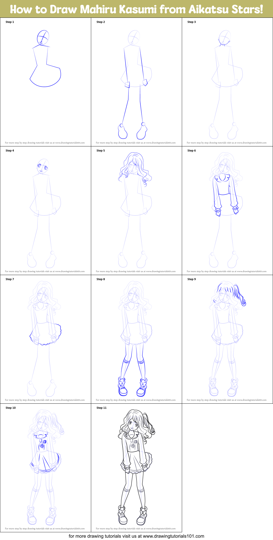 How to Draw Mahiru Kasumi from Aikatsu Stars! Printable Step by Step