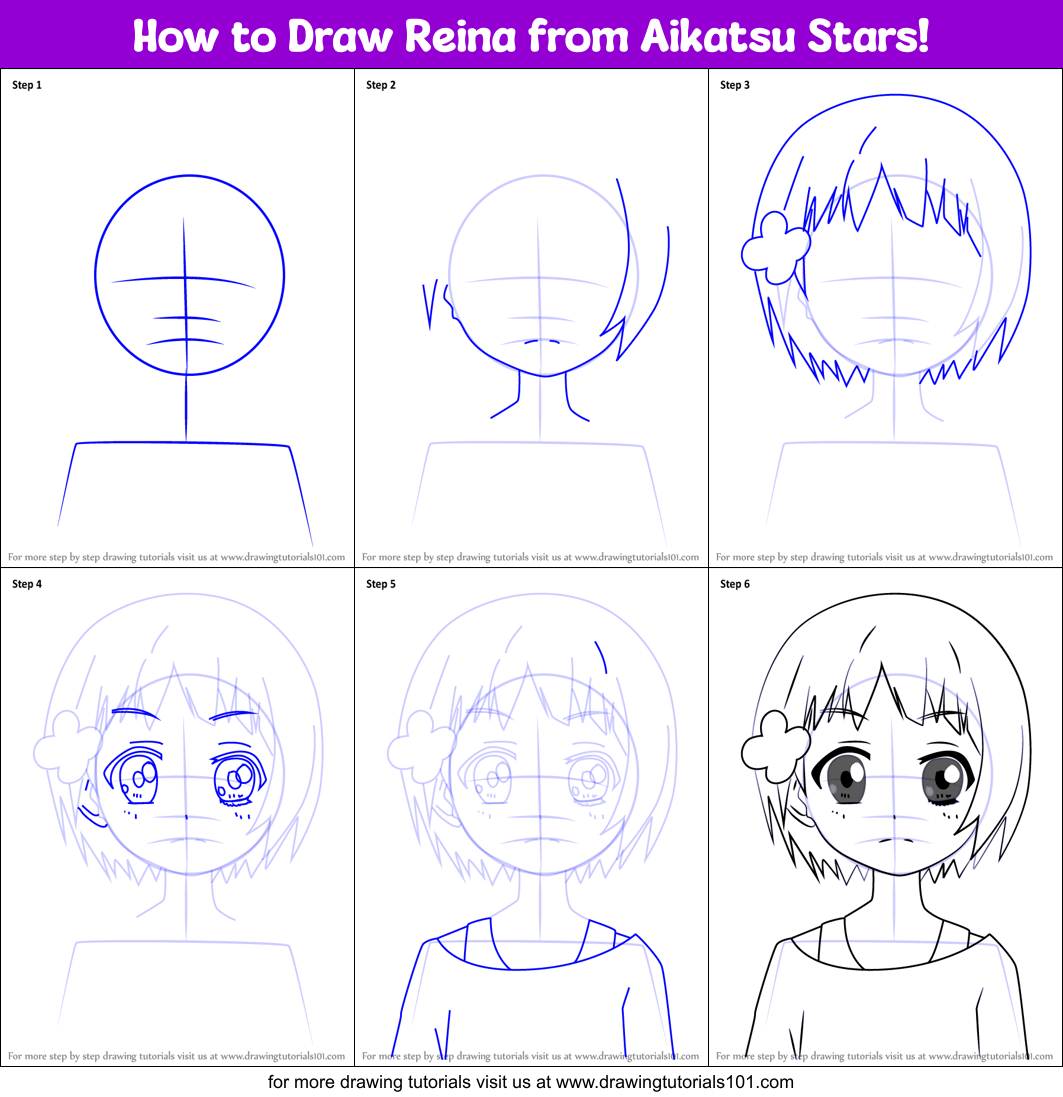 How to Draw Reina from Aikatsu Stars! Printable Step by Step