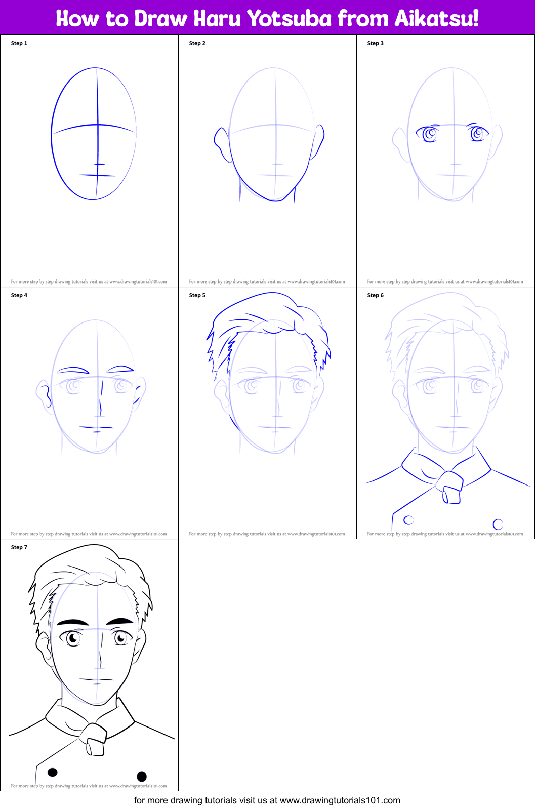 How to Draw Haru Yotsuba from Aikatsu! Printable Step by Step