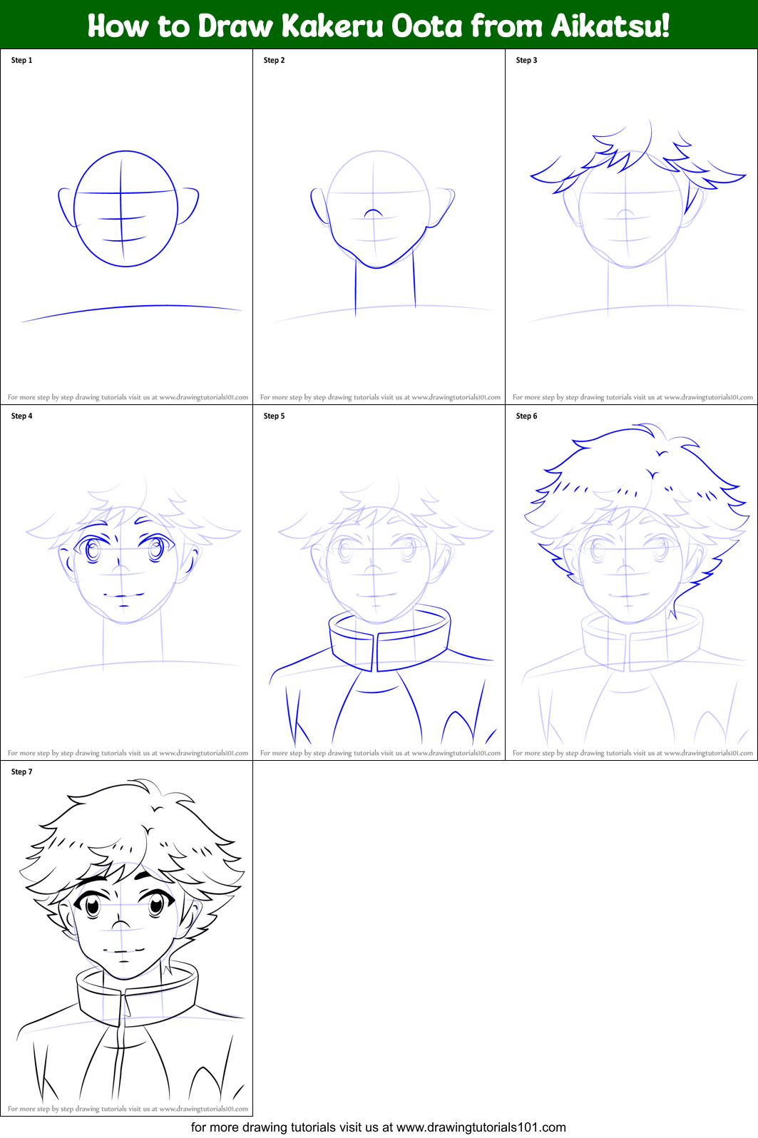 How to Draw Kakeru Oota from Aikatsu! Printable Step by Step