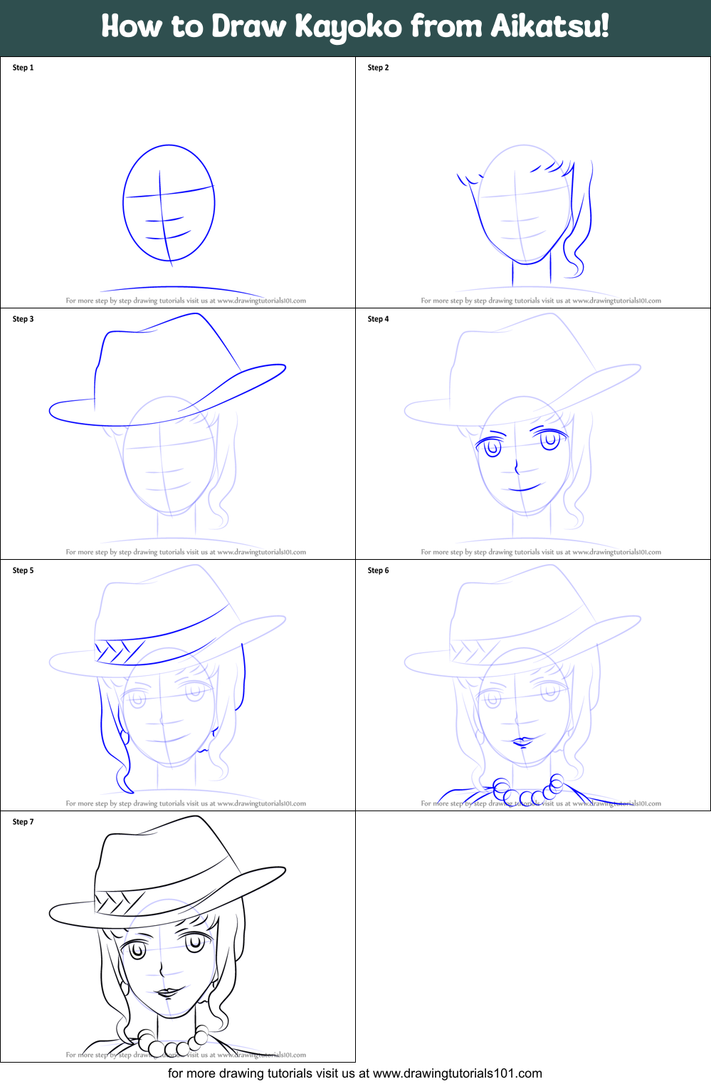 How to Draw Kayoko from Aikatsu! Printable Step by Step