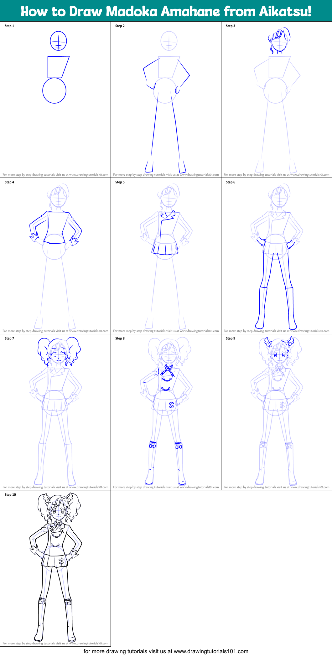 How to Draw Madoka Amahane from Aikatsu! Printable Step by Step