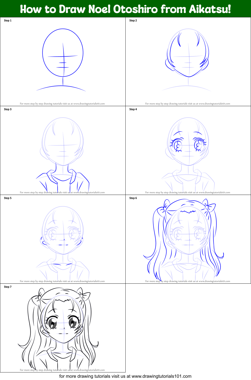 How to Draw Noel Otoshiro from Aikatsu! Printable Step by Step