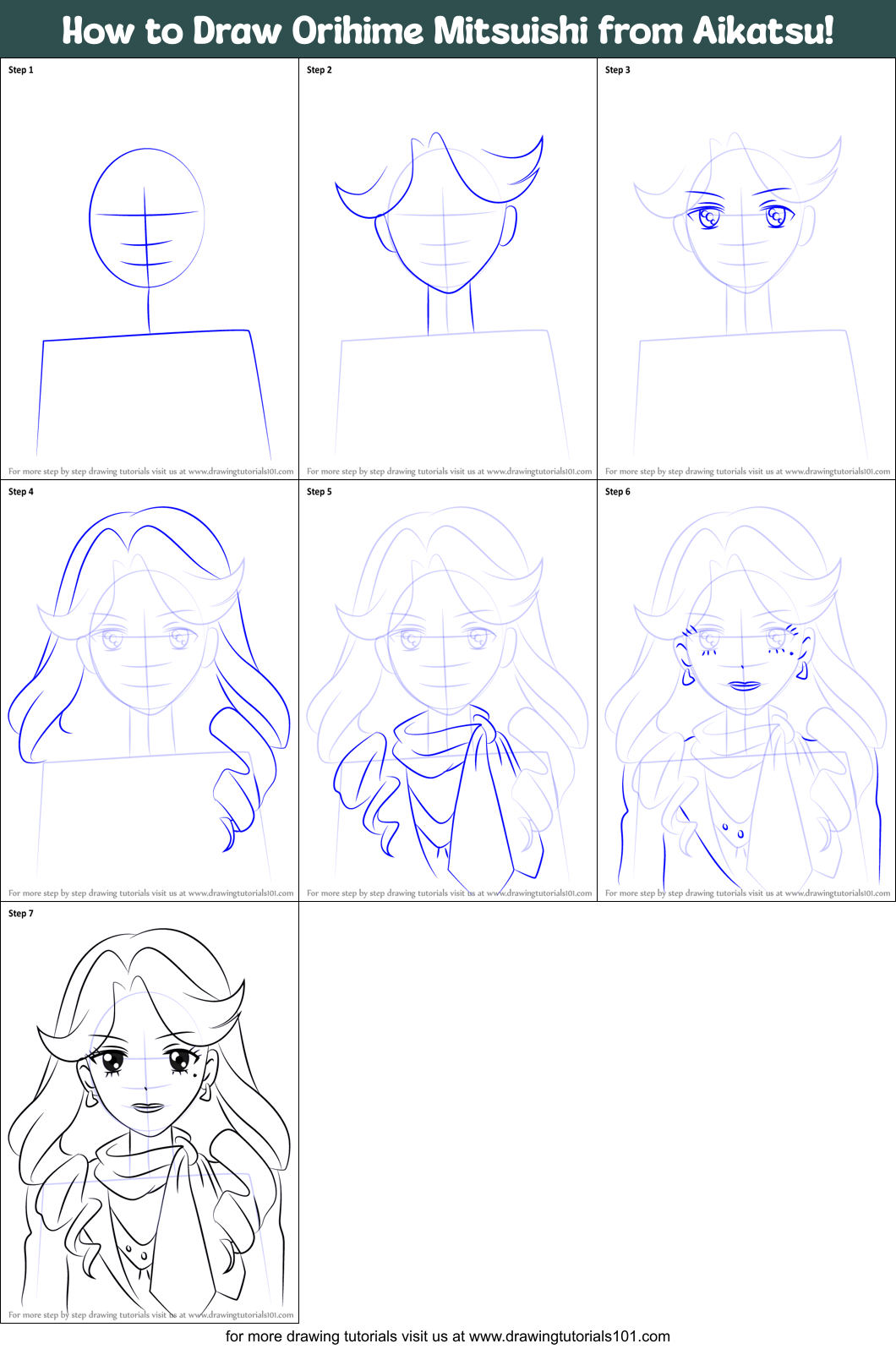 How to Draw Orihime Mitsuishi from Aikatsu! Printable Step by Step