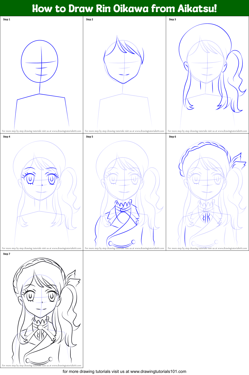 How to Draw Rin Oikawa from Aikatsu! Printable Step by Step