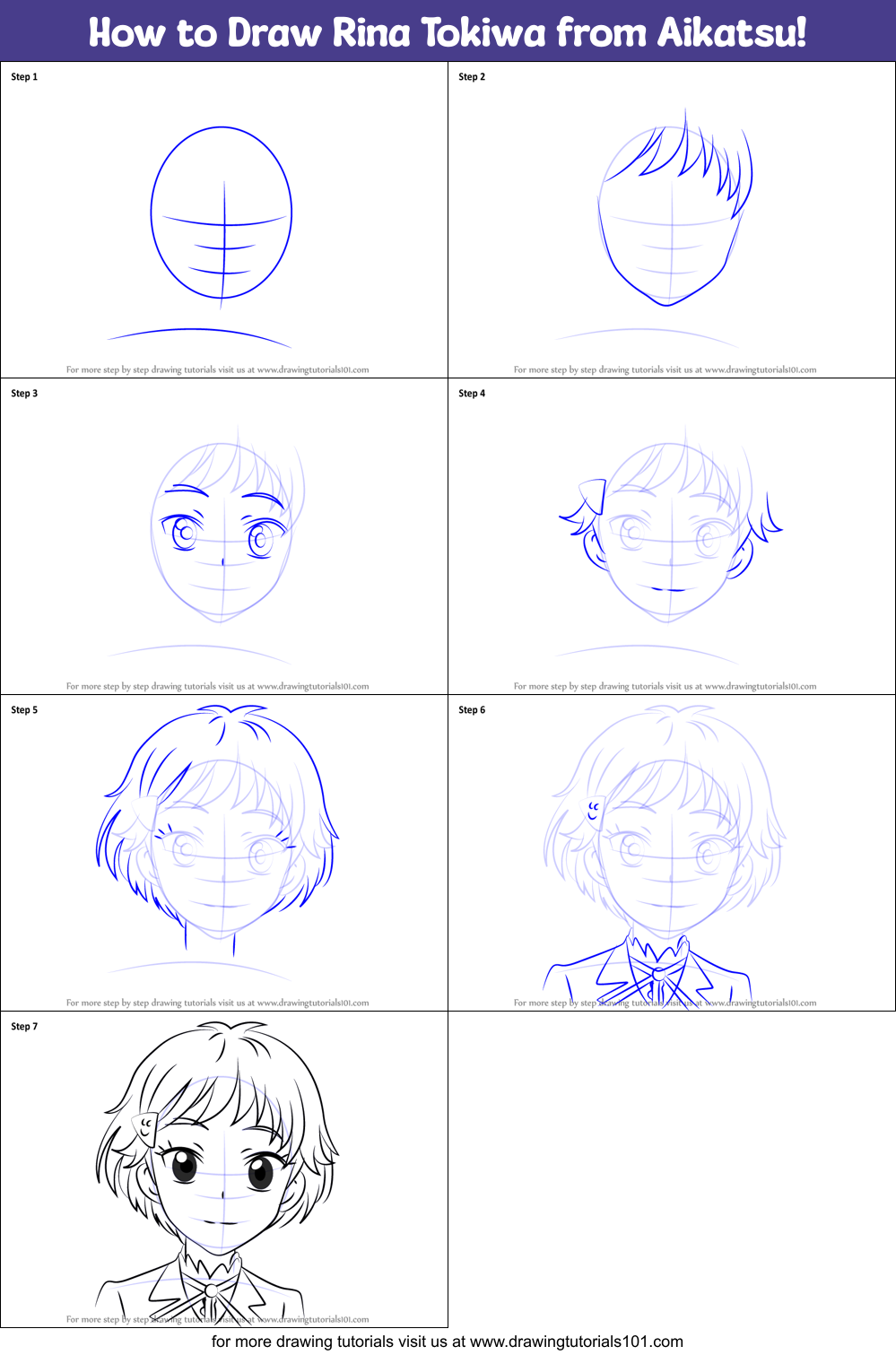 How to Draw Rina Tokiwa from Aikatsu! Printable Step by Step