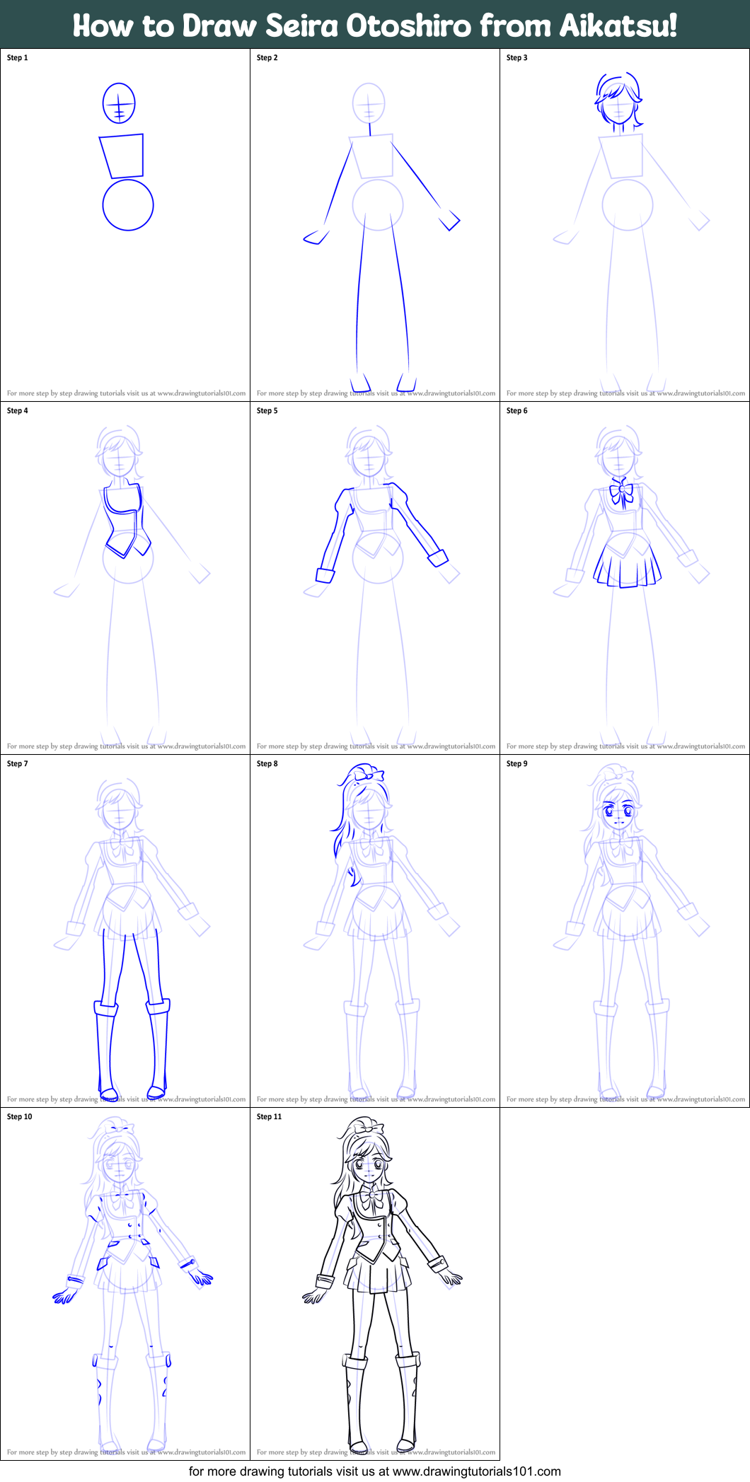 How to Draw Seira Otoshiro from Aikatsu! Printable Step by Step