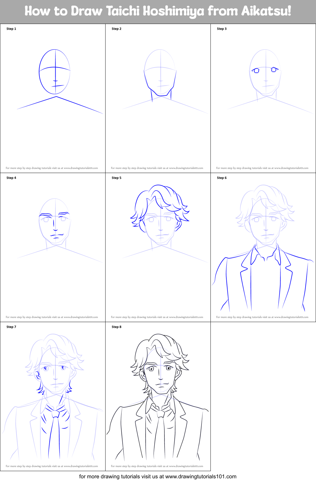 How to Draw Taichi Hoshimiya from Aikatsu! Printable Step by Step