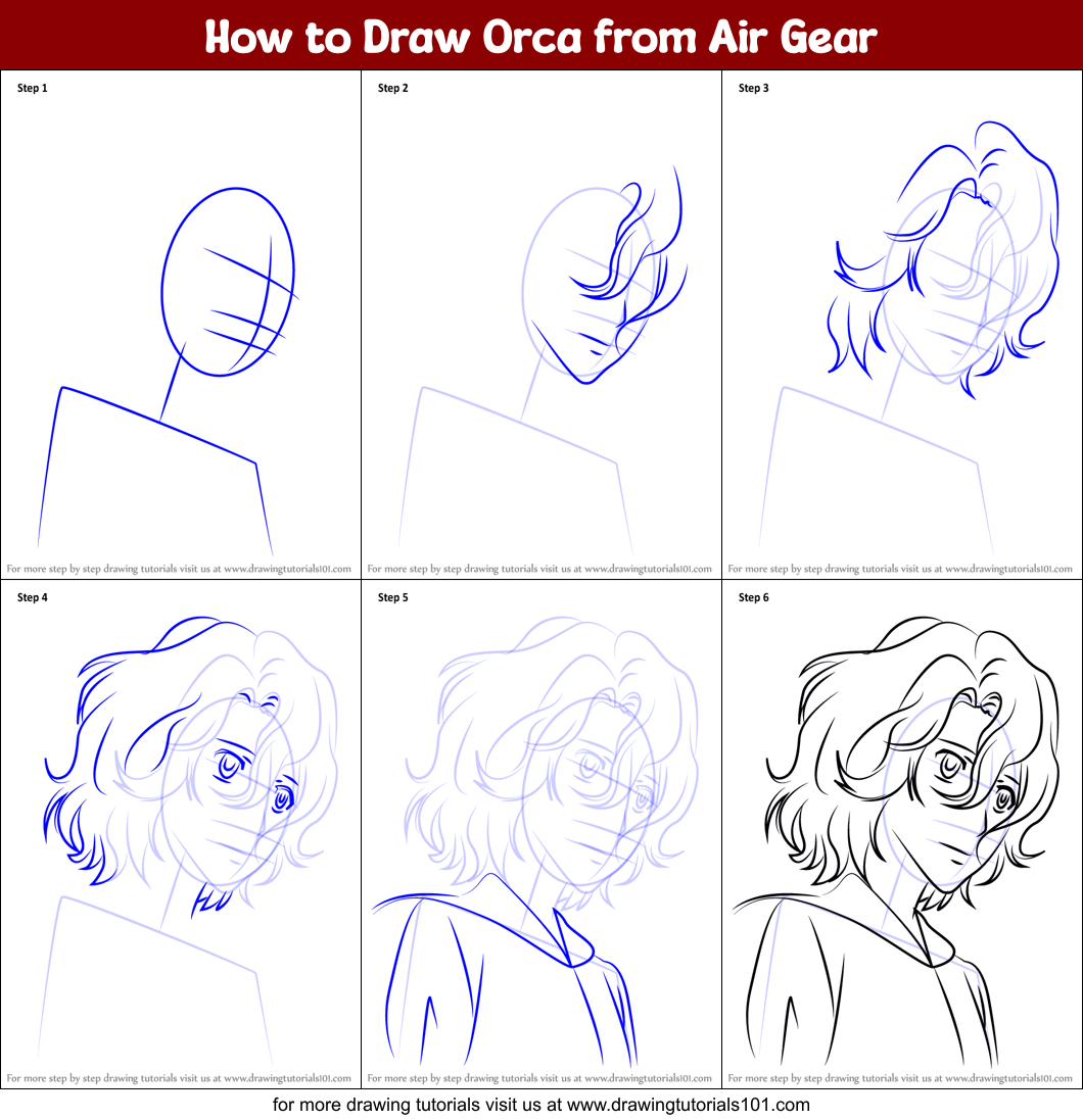 How to Draw Orca from Air Gear Printable Step by Step